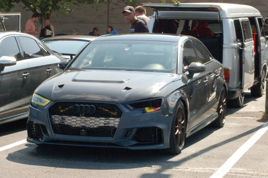 Audi RS3 S3 A3 8V / 8V.5 2014 2015 2016 2017 2018 2019 2020 with Aftermarket Parts - V4 Hood Bonnet Carbon Fiber / FRP from CMST Tuning