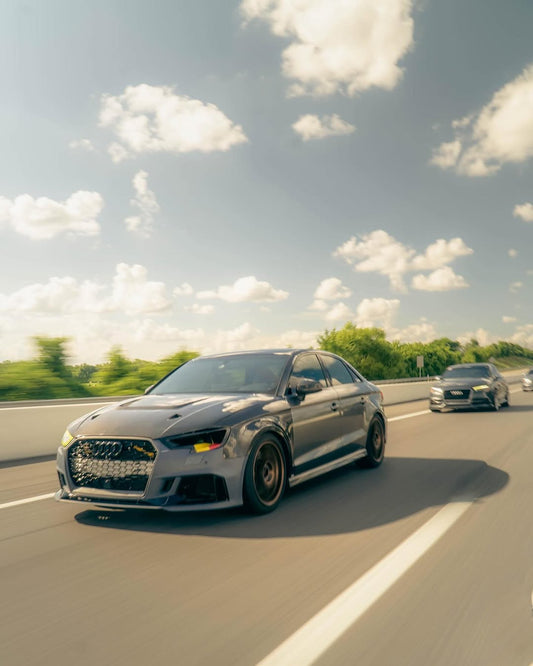 Audi RS3 S3 A3 8V / 8V.5 2014 2015 2016 2017 2018 2019 2020 with Aftermarket Parts - V4 Hood Bonnet Carbon Fiber / FRP from CMST Tuning