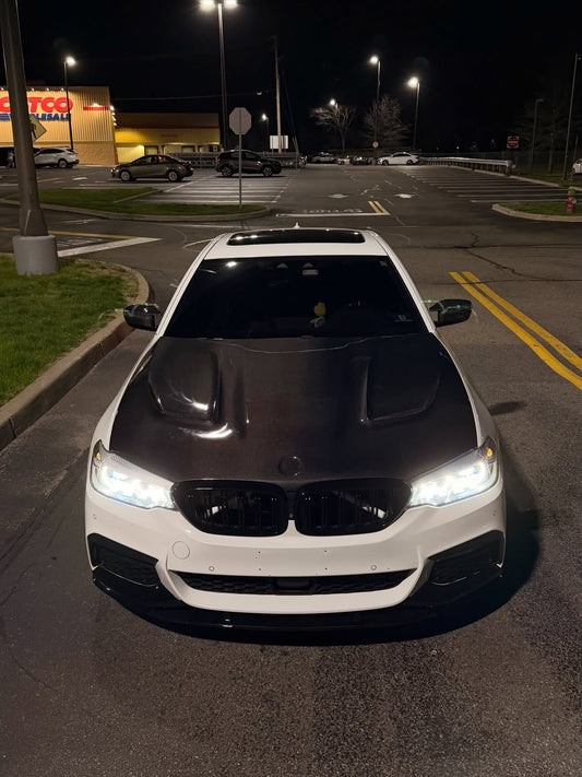 BMW 5 series M550 540 530 G30 (fits both Pre-LCI & LCI) 2017-ON & M5/M5C F90 (Fits Both Pre-LCI & LCI) 2018-ON with Aftermarket Parts - Vented V2 Style Carbon Fiber & FRP Hood Bonnet from CMST Tuning