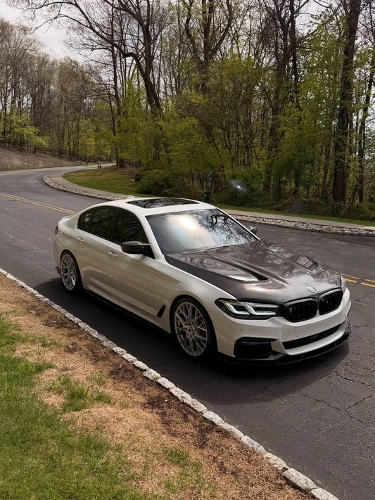 BMW 5 series M550 540 530 G30 (fits both Pre-LCI & LCI) 2017-ON & M5/M5C F90 (Fits Both Pre-LCI & LCI) 2018-ON with Aftermarket Parts - Vented V2 Style Carbon Fiber & FRP Hood Bonnet from CMST Tuning