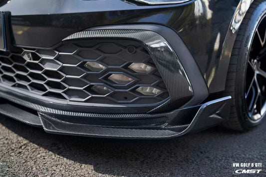 Volkswagen Golf GTI MK8 2022 2023 2024 with Aftermarket Parts - Front Lip Splitter Pre-preg Carbon Fiber / FRP from CMST Tuning