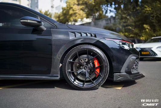 Volkswagen Golf R GTI MK8 2022 2023 2024 with Aftermarket Parts - Side Skirts Pre-preg Carbon Fiber / FRP from CMST Tuning