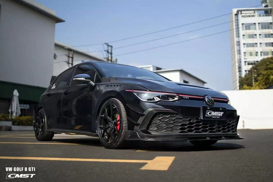 Volkswagen Golf GTI MK8 2022 2023 2024 with Aftermarket Parts - Front Bumper Canards Pre-preg Carbon Fiber / FRP from CMST Tuning