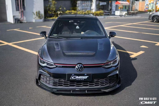 Volkswagen Golf R GTI Base MK8 2022 2023 2024 with Aftermarket Parts - V1 Vented Hood Bonnet Carbon Fiber / FRP from CMST Tuning