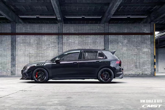 Volkswagen Golf R GTI MK8 2022 2023 2024 with Aftermarket Parts - Side Skirts Pre-preg Carbon Fiber / FRP from CMST Tuning
