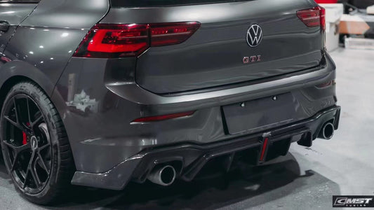 Volkswagen Golf GTI MK8 2022 2023 2024 with Aftermarket Parts - Rear Diffuser Pre-preg Carbon Fiber / FRP from CMST Tuning