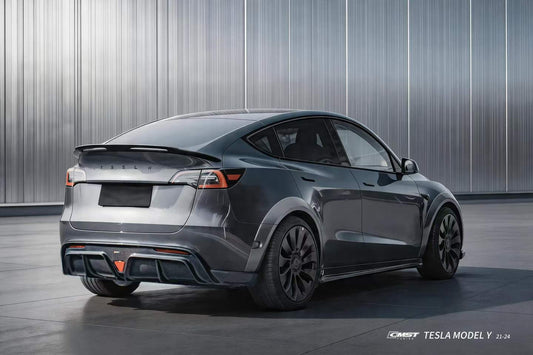 Tesla Model Y Performance AWD Long Range RWD Standard 2020 2021 2022 2023 2024 with Aftermarket Parts - Widebody Wheel Arches Carbon Fiber / FRP from CMST Tuning