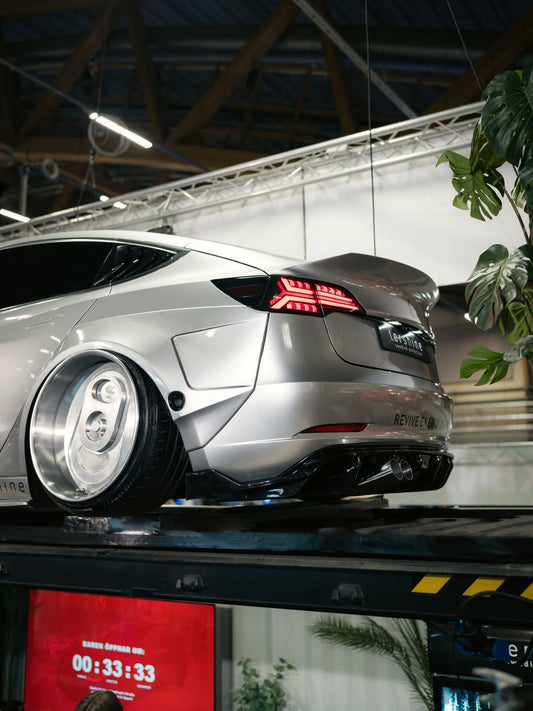 Tesla Model 3 Performance Long Range Standard Base 2017-2023 with Aftermarket Parts - Widebody Fenders & Wheel Arches Carbon Fiber / FRP from CMST Tuning