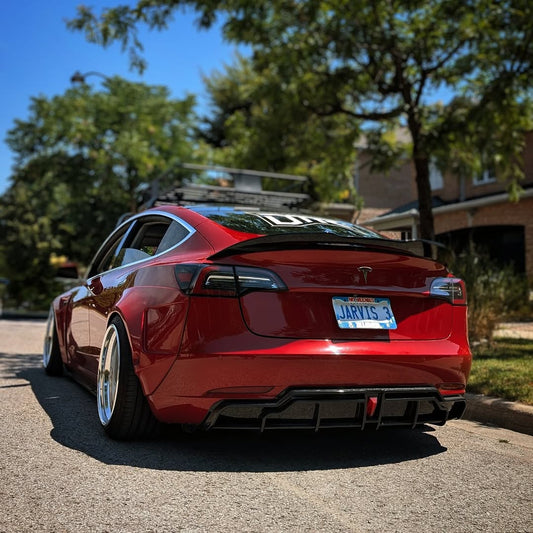 Tesla Model 3 Performance Long Range Standard Base 2017-2023 with Aftermarket Parts - Widebody Fenders & Wheel Arches Carbon Fiber / FRP from CMST Tuning