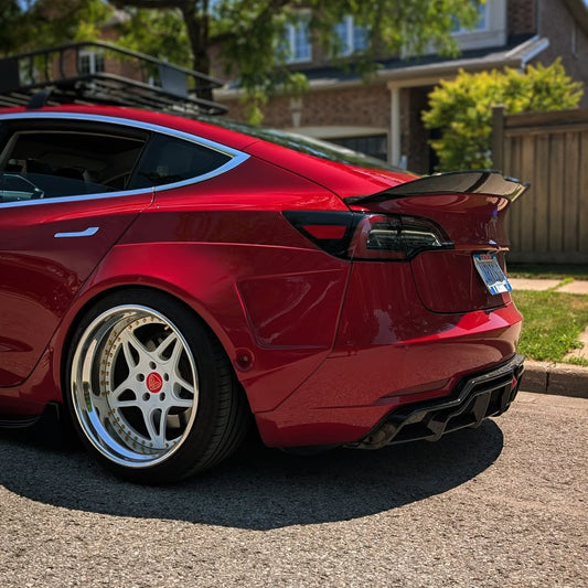 Tesla Model 3 Performance Long Range Standard Base 2017-2023 with Aftermarket Parts - Widebody Fenders & Wheel Arches Carbon Fiber / FRP from CMST Tuning