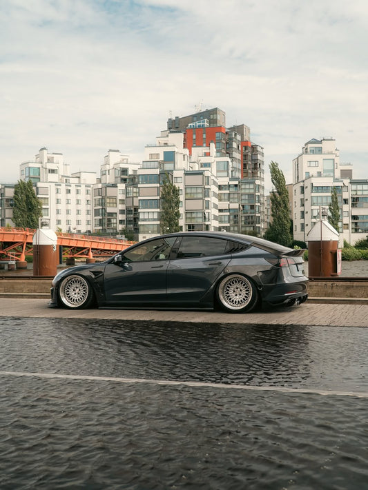 Tesla Model 3 Performance Long Range Standard Base 2017-2023 with Aftermarket Parts - Widebody Fenders & Wheel Arches Carbon Fiber / FRP from CMST Tuning
