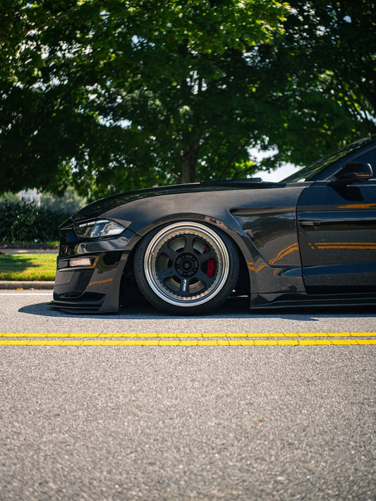 Ford Mustang GT 5.0 Mach1 Bullitt Ecoboost 2.3 S550.2 2018 2019 2020 2021 2022 2023 with Aftermarket Parts - Widebody Front Fenders & Wheel Arches Carbon Fiber / FRP from CMST Tuning
