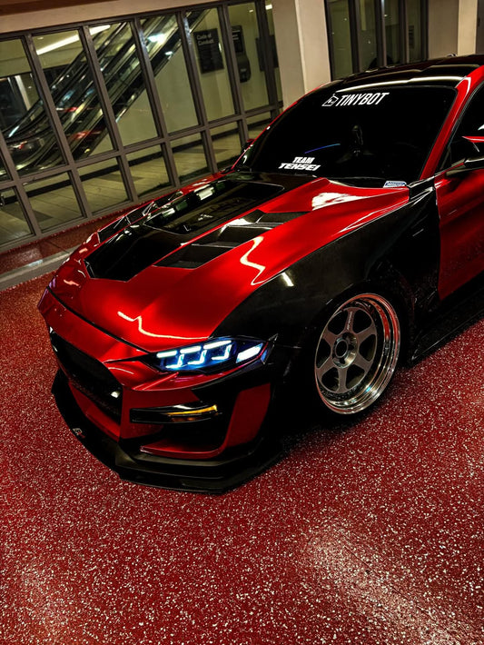 Ford Mustang GT 5.0 Mach1 Bullitt Ecoboost 2.3 S550.2 2018 2019 2020 2021 2022 2023 with Aftermarket Parts - Widebody Front Fenders & Wheel Arches Carbon Fiber / FRP from CMST Tuning