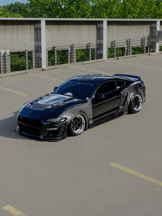 Ford Mustang GT 5.0 Mach1 Bullitt Ecoboost 2.3 S550.2 2018 2019 2020 2021 2022 2023 with Aftermarket Parts - Widebody Front Fenders & Wheel Arches Carbon Fiber / FRP from CMST Tuning