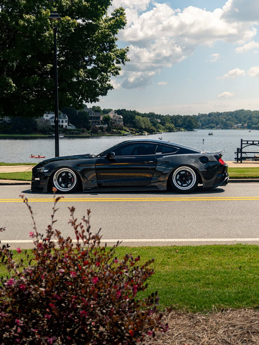 Ford Mustang GT 5.0 Mach1 Bullitt Ecoboost 2.3 S550.2 2018-2023 (Designed to be compatible with CMST S550.2 widebody kit. Goes over OEM rocker panel.) with Aftermarket Parts - Widebody Style Side Skirts Carbon Fiber / FRP from CMST Tuning