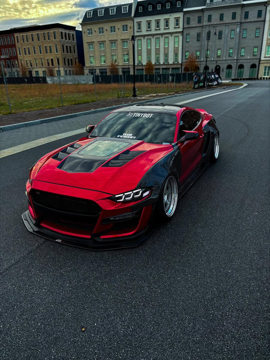 Ford Mustang GT 5.0 Mach1 Bullitt Ecoboost 2.3 S550.2 2018-2023 (Designed to be compatible with CMST S550.2 widebody kit. Goes over OEM rocker panel.) with Aftermarket Parts - Widebody Style Side Skirts Carbon Fiber / FRP from CMST Tuning