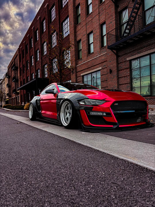 Ford Mustang GT 5.0 Mach1 Bullitt Ecoboost 2.3 S550.2 2018-2023 (Designed to be compatible with CMST S550.2 widebody kit. Goes over OEM rocker panel.) with Aftermarket Parts - Widebody Style Side Skirts Carbon Fiber / FRP from CMST Tuning