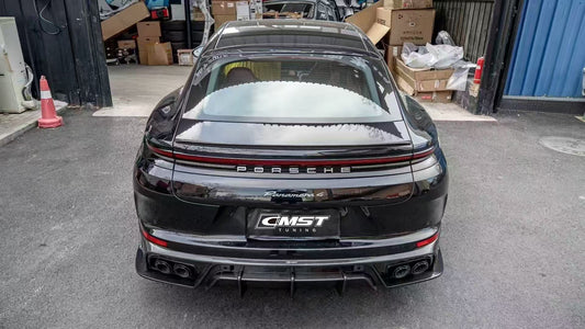 Porsche Panamera 976 Base 4 4S E-Hybird GTS Turbo 2024 with Aftermarket Parts - Rear Diffuser & Canards Pre-preg Carbon Fiber / FRP from CMST Tuning