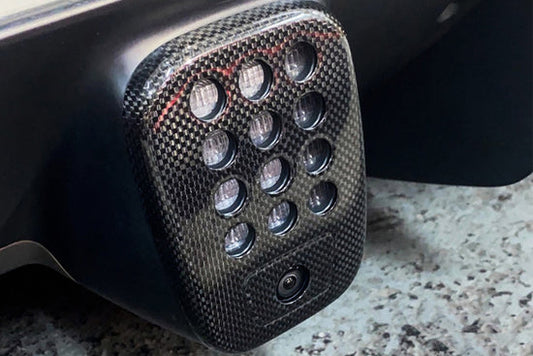 Aero Republic OEM 1:1 Style Rear Fog Lamp Cover for Ferrari 488 GTB & Spider Dry Pre-preg Carbon Fiber