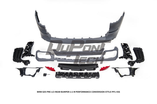 BMW X5 G05 M50i x/s Drive 40i Pre-LCI 2019 2020 2021 2022 2023 with Aftermarket Parts - 1:1 M Performance Conversion Style Rear Bumper PP Polypropylene from DuPont Tech
