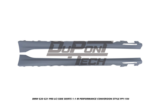 BMW 3 Series M340i 330i 320i G20 G21 Pre-LCI 2019 2020 2021 2022 with Aftermarket Parts - 1:1 M Performance Conversion Style Side Skirts PP Polypropylene from DuPont Tech