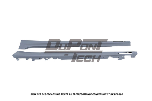 BMW 3 Series M340i 330i 320i G20 G21 Pre-LCI 2019 2020 2021 2022 with Aftermarket Parts - 1:1 M Performance Conversion Style Side Skirts PP Polypropylene from DuPont Tech