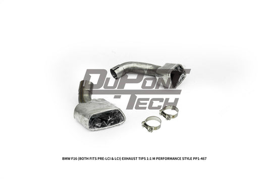 BMW X6 M50d xDrive50i s/xDrive35i xDrive40d xDrive30d F16 (Both Fits Pre-LCI & LCI) 2015 2016 2017 2018 2019 with Aftermarket Parts - 1:1 M Performance Style Exhaust Tips Stainless Steel from DuPont Tech