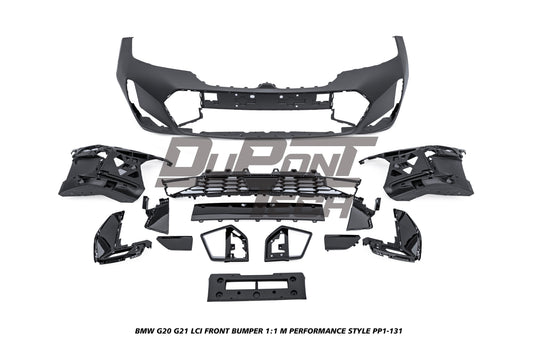 BMW 3 Series M340i 330i 320i G20 G21 LCI 2023-ON with Aftermarket Parts - 1:1 M Performance Style Front Bumper PP Polypropylene from DuPont Tech