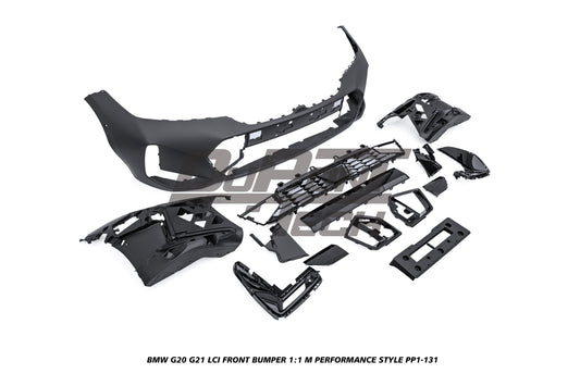 BMW 3 Series M340i 330i 320i G20 G21 LCI 2023-ON with Aftermarket Parts - 1:1 M Performance Style Front Bumper PP Polypropylene from DuPont Tech