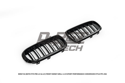 BMW X6 M50d xDrive50i s/xDrive35i xDrive40d xDrive30d F16 (Both Fits Pre-LCI & LCI) 2015 2016 2017 2018 2019 with Aftermarket Parts - 1:1 M Sport Performance Conversion Style Front Kidney Grill ABS from DuPont Tech