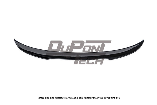 BMW M3 G80 2021-ON & 3 Series M340i 330i (Fits Both Pre-LCI & LCI) G20 2019-ON with Aftermarket Parts - AC Style Rear Spoiler ABS from DuPont Tech