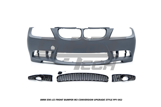 BMW 3 Series E90 LCI 2009 2010 2011 with Aftermarket Parts - M3 Conversion Upgrade Style Front Bumper & Fog Light PP Polypropylene from DuPont Tech