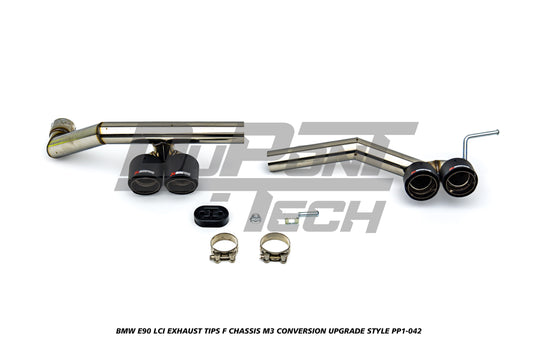 BMW 3 Series E90 LCI 2009 2010 2011 with Aftermarket Parts - F Chassis M3 Conversion Upgrade Style Exhaust Tips Stainless Steel from DuPont Tech