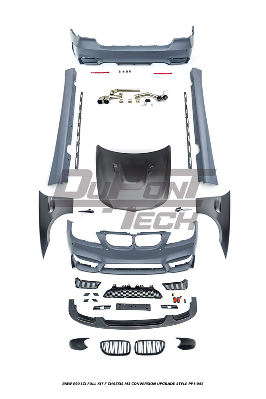 BMW 3 Series E90 LCI 2009 2010 2011 with Aftermarket Parts - F Chassis M3 Conversion Upgrade Style Full kit PP Polypropylene/ABS/Metal/Stainless Steel from DuPont Tech