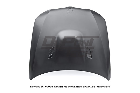 BMW 3 Series E90 LCI 2009 2010 2011 with Aftermarket Parts - F Chassis M3 Conversion Upgrade Style Hood Metal from DuPont Tech