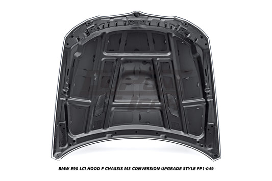 BMW 3 Series E90 LCI 2009 2010 2011 with Aftermarket Parts - F Chassis M3 Conversion Upgrade Style Hood Metal from DuPont Tech