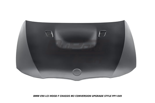 BMW 3 Series E90 LCI 2009 2010 2011 with Aftermarket Parts - F Chassis M3 Conversion Upgrade Style Hood Metal from DuPont Tech