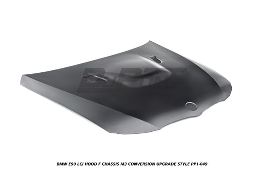 BMW 3 Series E90 LCI 2009 2010 2011 with Aftermarket Parts - F Chassis M3 Conversion Upgrade Style Hood Metal from DuPont Tech