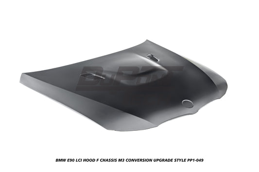 BMW 3 Series E90 LCI 2009 2010 2011 with Aftermarket Parts - F Chassis M3 Conversion Upgrade Style Hood Metal from DuPont Tech