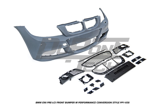 BMW 3 Series E90 Pre-LCI 2006 2007 2008 with Aftermarket Parts - M Performance Conversion Style Front Bumper & Fog Light PP Polypropylene from DuPont Tech