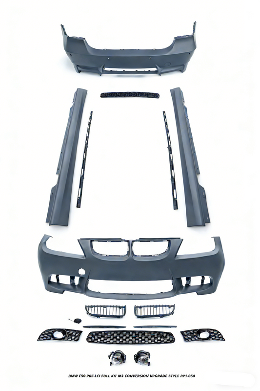BMW 3 Series E90 Pre-LCI 2006 2007 2008 with Aftermarket Parts - M3 Conversion Upgrade Style Full kit PP Polypropylene from DuPont Tech
