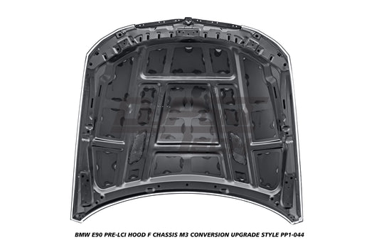 BMW 3 Series E90 Pre-LCI 2006 2007 2008 with Aftermarket Parts - F Chassis M3 Conversion Upgrade Style Hood Metal from DuPont Tech