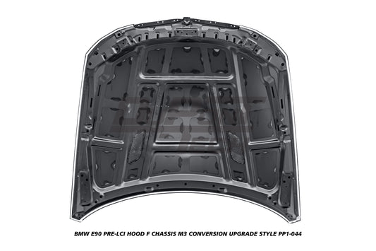 BMW 3 Series E90 Pre-LCI 2006 2007 2008 with Aftermarket Parts - F Chassis M3 Conversion Upgrade Style Hood Metal from DuPont Tech