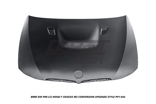BMW 3 Series E90 Pre-LCI 2006 2007 2008 with Aftermarket Parts - F Chassis M3 Conversion Upgrade Style Hood Metal from DuPont Tech