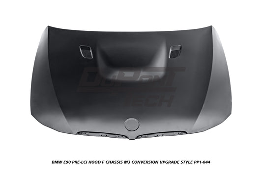 BMW 3 Series E90 Pre-LCI 2006 2007 2008 with Aftermarket Parts - F Chassis M3 Conversion Upgrade Style Hood Metal from DuPont Tech