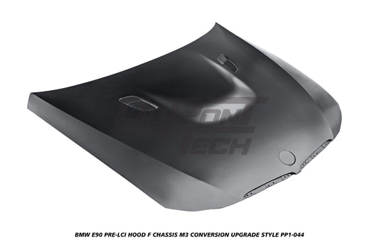 BMW 3 Series E90 Pre-LCI 2006 2007 2008 with Aftermarket Parts - F Chassis M3 Conversion Upgrade Style Hood Metal from DuPont Tech