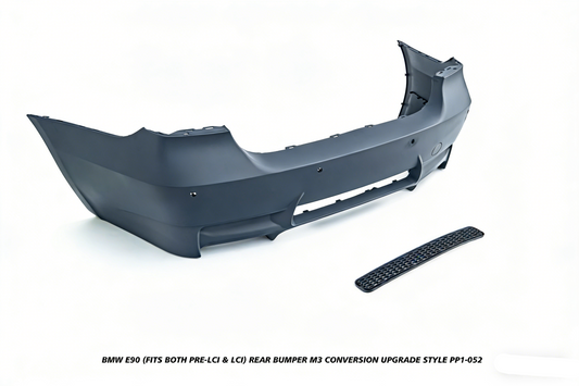 BMW 3 Series E90 (Fits Both Pre-LCI & LCI) 2006 2007 2008 2009 2010 2011 with Aftermarket Parts - M3 Conversion Upgrade Style Rear Bumper PP Polypropylene from DuPont Tech