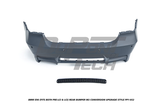 BMW 3 Series E90 (Fits Both Pre-LCI & LCI) 2006 2007 2008 2009 2010 2011 with Aftermarket Parts - M3 Conversion Upgrade Style Rear Bumper PP Polypropylene from DuPont Tech