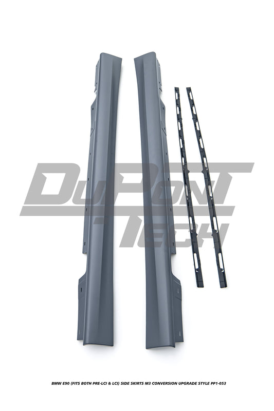 BMW 3 Series E90 (Fits Both Pre-LCI & LCI) 2006 2007 2008 2009 2010 2011 with Aftermarket Parts - M3 Conversion Upgrade Style Side Skirts PP Polypropylene from DuPont Tech
