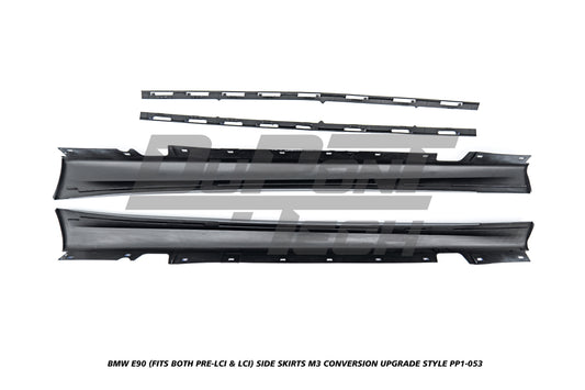 BMW 3 Series E90 (Fits Both Pre-LCI & LCI) 2006 2007 2008 2009 2010 2011 with Aftermarket Parts - M3 Conversion Upgrade Style Side Skirts PP Polypropylene from DuPont Tech